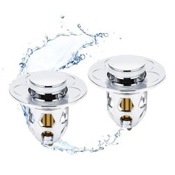 2 Tappi Lavandino e Bidet per Bagno Universali Pop-Up in Metallo con Filtro