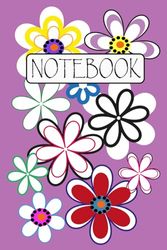 Notebook: Fabulous Purple Floral Aesthetic on Paperback | Black Lined | Notebook for Writing | 6 x 9 in | 120 Pages Perfect for All Ages for Gift