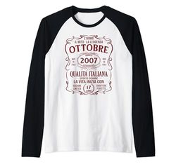 Le Leggende Sono Nate A Ottobre 2007 17 Anni Di Compleanno Maglia con Maniche Raglan