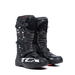 TCX - Comp Kid, Children's Motocross Boots, Microfibre Upper, 3 Buckles Polyurethane Closure with Micrometric Adjustment and Velcro, Black/White