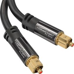 KabelDirekt 15 m Cabo ótico TOSLINK áudio (Stereo Dolby digital normal, DTS, conector macho a conector macho, preto)