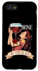 Carcasa para iPhone SE (2020) / 7 / 8 Estilo Vintage Amante Del Vino Retro Mujer Sosteniendo Copa De Vino