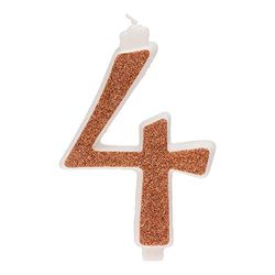 Decoratieve verjaardagskaars cijfer 4 met gouden glitter