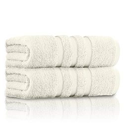 GC GAVENO CAVAILIA Luxury Quality Zero Twist Towels, Stripe Textured 100% Cotton 2 Pack Bath Sheets, Egyptian, Cream, 70x120 Cm