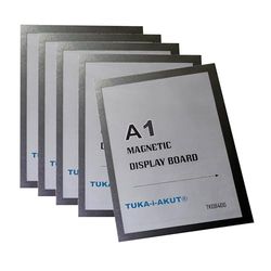 TUKA-i-AKUT [5x] A1 Infoframe Magneetlijst met Zelfklevende Achterkant, Gemakkelijk Uitwisselbaare Magnetische Wissellijst voor Wanden en Deuren, Informatielijst Set van 5 Zwart Kleur, TKD8400-A1-5x