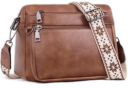 ATERITSSI Bolsos cruzados para mujer, modernos, de cuero vegano, bolsos de hombro para cámara de teléfono celular, con ranuras para tarjetas, Marrón