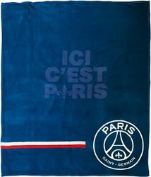 CTI PSG Knuffeldeken bedrukt 125 x 150 cm Paris-Saint-Germain Premium | Oeko-Tex | Blauw