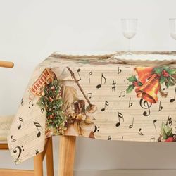 Muaré Stain Resistant Resin Tablecloth Christmas Sheet Music 100 x 140 cm