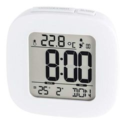 Hama | Relógio despertador (relógio despertador digital, ecrã LCD digital, luz azul, pilhas AAA, 78 mm) branco