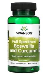 Swanson Espectro Completo Boswellia y Cúrcuma 300mg - Antiinflamatorio Natural y Articulaciones Saludables - 60 Cápsulas