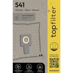 TopFilter 541, 4 sacs aspirateur pour Elcotec et Nilco boîte de sacs d'aspiration en non-tissé, 4 sacs à poussière (30 x 26 x 0,1 cm)