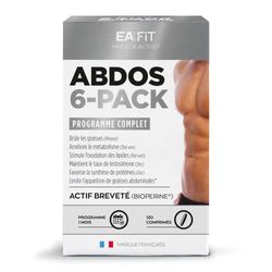 Eafit Minceur, ABDOS 6-PACK, Bruleur de graisse puissant, Actif breveté, Programme Complet minceur, Cafeine, L-arginine, L-tyrosine, Thé vert, Zinc, Chrome, Vitamine B6 -Piment, 120 comprimes