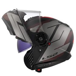 LS2, Modular Motorcycle Helmet STROBE II CODE Matt Black Grey, XL