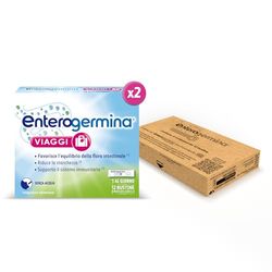 Enterogermina Viaggi, Vitamina b12, Vitamina d, Fermenti Lattici Probiotici, per Adulti - Integratori per Flora Intestinale in Viaggio, Stanchezza e Sistema Immunitario (24 Bustine Gusto Fragola)