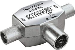 SCHWAIGER -ASV42S 531 kontaktfördelare 2-delad TV för kabel- och antenninstallation/1 x IEC uttag > 2 x IEC kontakt/silver