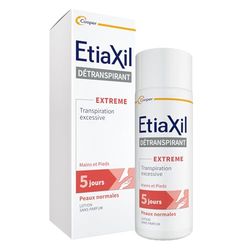 ETIAXIL - Déodorant Détranspirant - Traitement Transpiration Excessive - Pieds et Mains - EXTREME Peaux Normales - Efficacité 5 jours - 100 ml