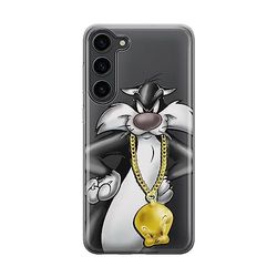 ERT GROUP mobiltelefonfodral för Samsung S23 PLUS originalt och officiellt licensierat Looney Tunes mönster Sylvester 003 optimalt anpassad till formen på mobiltelefonen, gedeeltelijk transparant