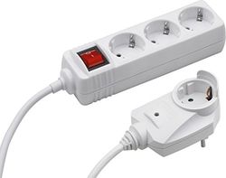 Meister 7430630 - Faixa de potência 3 mais 1, 2 m, branco com interruptor