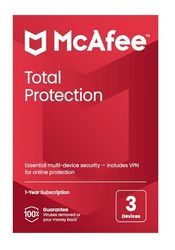 McAfee Total Protection 2023 | 3 Devices | Antivirus Internet Security Software | Unlimited VPN | 1 Year Subscription | By Post