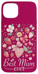 La migliore mamma del mondo Boho Strawberry Daisy La migliore mamma di sempre Custodia per iPhone 15 Plus