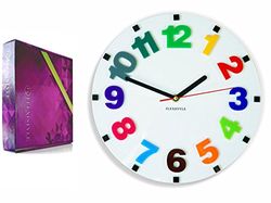 FLEXISTYLE Horloge Murale Moderne pour Enfant Numbers 3D Ovale 30 cm silencieuse en Acrylique fabriqué en UE