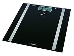 JATA 531 - Balance de Bain numérique Graisse corporelle, écran LCD, Haute précision, capacité 180 kg, Plate-Forme de Verre, arrêt Automatique, Noir