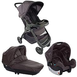 Mon Bébé - Trio Amble Poussette 3 en 1 avec Siège Auto Cosi, et Nacelle - Ebony Grey