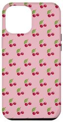 Simpatico motivo rosa con ciliegie e grafica minimalista Custodia per iPhone 12 Pro Max