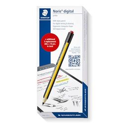 STAEDTLER Noris Digital Jumbo 180J 22 EMR Stylus Set, 1 Stylus with Digital Eraser, for Digital Writing, Drawing and Erasing on EMR Touch Screens + 5 Additional Replacement Tips, 180J 22-1X