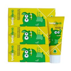 Betadent KIT 3 DENTIFRICIO BABY PER BAMBINI DA 0 A 3 ANNI. Senza Fluoro. Gusto Pera. Azione Antiplacca, facilita la dentizione. Formulazione naturale. 3x75ml