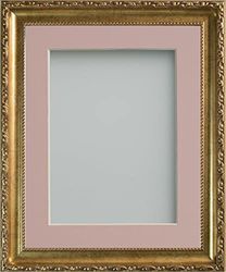 Frame Company Brompton Gold 9x7 inch Frame With Pink Mount for Image 7x5 inch *Choice of sizes* Fitted with Real Glass