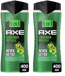 AXE - Gel Douche Homme 5en1 Lendemain Difficile - 24h Hydratant - 87% d'Ingrédients d'origine naturelle - parfum agrumes - 400ml (Lot de 2)