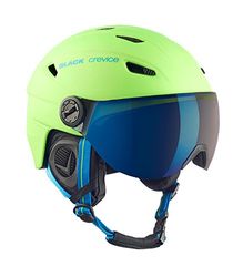 BLACK CREVICE casque ski Silvretta I casque ski avec visière style pilote I différentes couleurs I casque ski hommes & femmes I casque en polycarbonate I casque respirant I taille réglable (XL, Vert/Bleu)