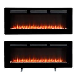 Dimplex Sierra Optiflame Media Wall Fireplace, 72"/182.9cm, Wall Mount, Recess Fit, Free Standing Electric Fire, 7 Colour Themes, Choice of Fuel Beds, Cool Touch Glass, 1.6kW Electric Heater