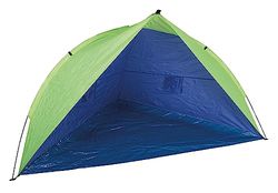 Idena 40273 strandschelp Riva met uv-bescherming 60+, ca. 2,4 x 1,25 x 1,25 m groot, licht en compact voor transport, ideaal voor strand, buitenzwembad, tuin en vakantie