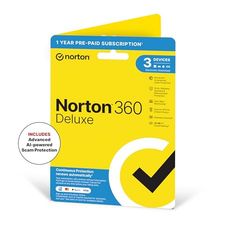 Norton 360 Deluxe 2025, Antivirus software for 3 Devices and 1-year subscription with automatic renewal, Includes Secure VPN and Password Manager, PC/Mac/iOS/Android, Activation Code by Post