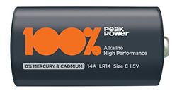 Well Bat-R14/alk-BL2 PP Alkaline Battery R14 (C) 2 pezzi/blister Peak Power trasparente