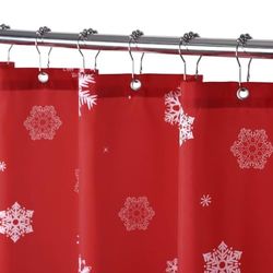 Auton Merry Christmas Shower Curtain, Christmas Snow Snowflake New Year Winter Bathroom Curtain Waterproof Fabric Washable