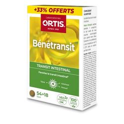Ortis - Benetransit Promopack +33% Offerts 72 Comprimés - Complément Alimentaire pour Favoriser le Transit Intestinal et Faciliter la Digestion - Transit Lent - 100% Naturel avec Séné et Artichaut