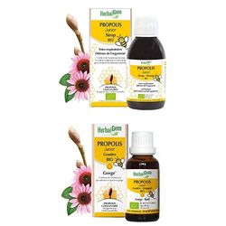 HERBALGEM - Propolis Junior Gouttes Bio 15 ml + Sirop Propolis Junior Bio 150 ml - Voies Respiratoires - Défenses Naturelles - Dès les Premiers Signes du Refroidissement - À Partir De 3 Ans