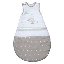 roba Saco de Dormir Bebe 90 cm - Indibear - 4 Estaciones (Verano e Invierno) - 6-18 Meses - Saquito de Algodón para Niños - Diseño de Oso en Marrón/Blanco