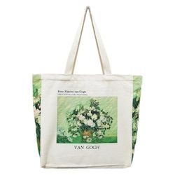 BROADREAM Draagtas, Draagtassen Dames, Boodschappentas, Schoudertas Stoffen Tas, Katoenen Tas, Jute Tas, Met Vintage Print, Canvas Tote Bag om te winkelen School