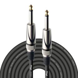 Stagg Deluxe Instrument Cable, 1/4" 6.35mm Jack To Jack, Heavy-Duty Connectors, 10 Metres / 33 Feet, Black