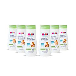 HiPP Baby Care Shampoo met balsem voor kinderen, ontwart het haar en beschermt de hoofdhuid, pH-waarde, voor de gevoelige huid, met natuurlijk biologisch amandelextract, 6 stuks à 200 ml
