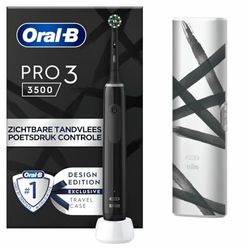 Oral-B Pro 3 3500 Brosse à Dents électrique avec 3 Modes de brossage et contrôle visuel de la Pression à 360° pour Soins dentaires, étui de Voyage à Rayures Cadeau Homme/Femme conçu par Marron, Noir