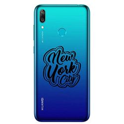 Zokko Beschermhoes Huawei Y7 2019 New York City – zacht transparant inkt zwart