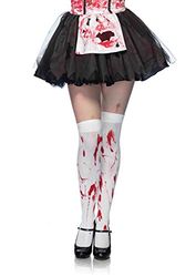 Leg Avenue Bloody Zombie Thigh Highs Model (White/Red)