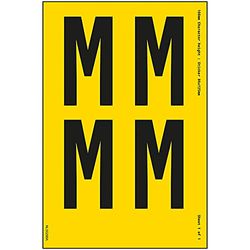 V Safety One Letter Sheet - M - 13 mm Character Height - 300 x 200 mm - Yellow Adhesive Vinyl