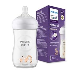 Philips Avent Natural Response-babyfles - Babymelkfles van 260 ml, BPA-vrij, voor baby's van 1 maand en ouder, met giraffemotief (model SCY903/66)