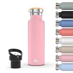 DAIKOKU Flaska, Termal Rostfritt Stål Dubbelvägg, Termo Håller Dryck Varm eller Varm Timmor, Två pluggar, Rosa, 1 l